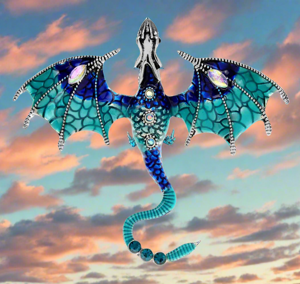 Brooch- Dragon Blue