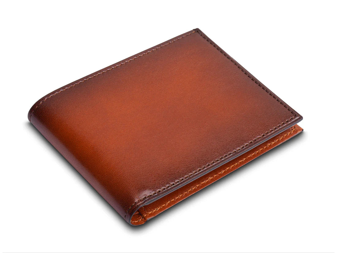 BOSCA HARD BURNISHED ITALIA Leather RFID Small Bifold Wallet