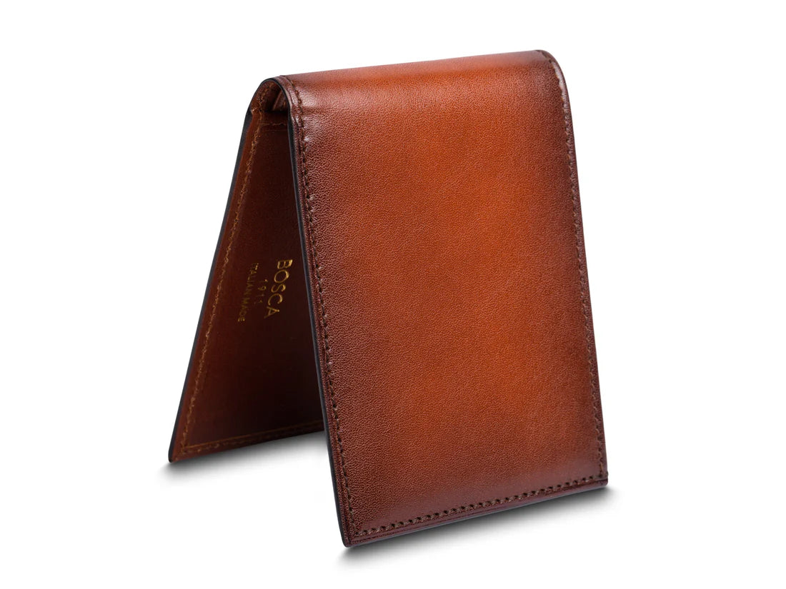 BOSCA HARD BURNISHED ITALIA Leather RFID Small Bifold Wallet