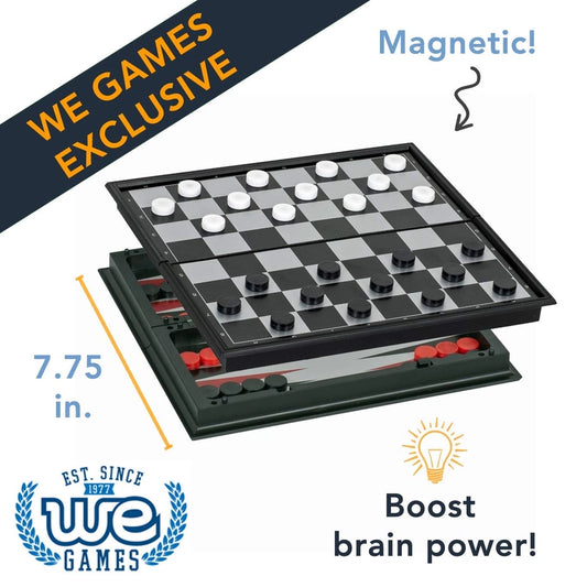 WE Games - Magnetic 3-in-1 Combination Game Travel Set - 8 Inches 3-in-1