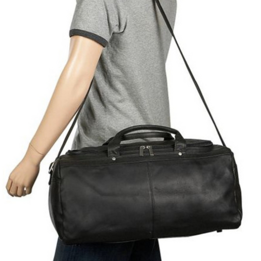 David King- 19” Simple Zippered Leather Duffel (SKU 300) Tan
