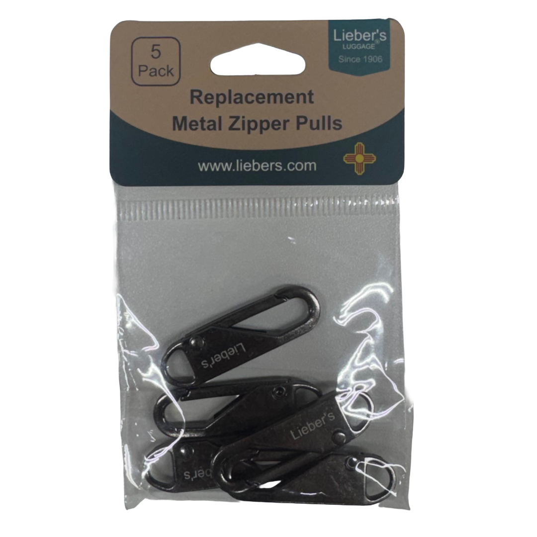 Lieber's Luggage® Set of 5 Metal Zipper Pulls Gun Metal
