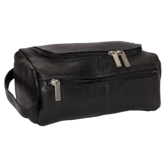 David King & Co. 417 Leather Wide Opening Toiletry/Shave Bag Tan