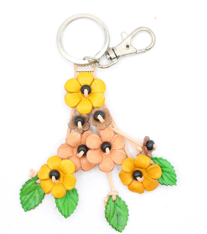 Small Leather Flower Bag Charm/Keychain