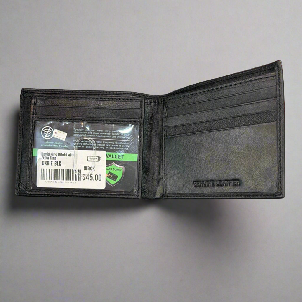 DK Leather RFID Bifold Wallet with Extra Outer Flap- $20