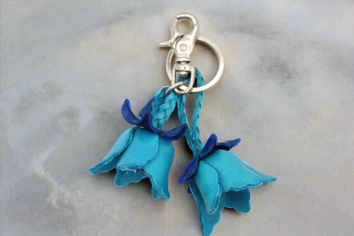 Small Leather Bag Charm/Keychain- Tulips