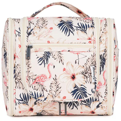 WANDF Large Hanging Toiletry Bag With Handle Beige Flamingo