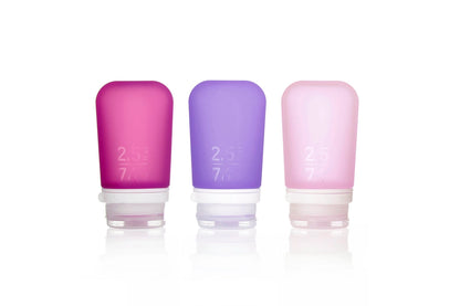 Humangear 2.5 oz GoToob+ 3-Pack Silicone 3-1-1 Toiletry Bottles (MEDIUM)