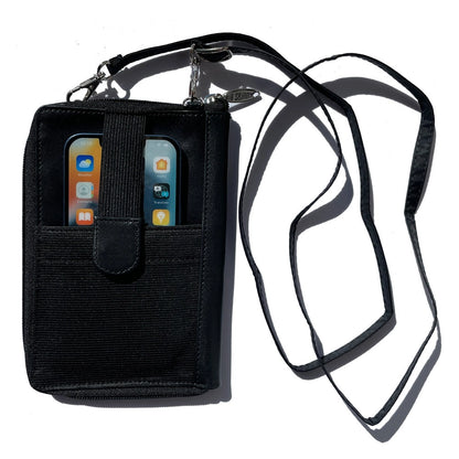 *NEW* Big Skinny RFID Blocking Cambridge Crossbody Phone Wallet Hands-Free Black
