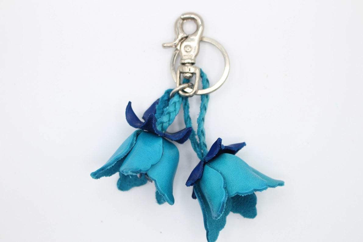 Small Leather Bag Charm/Keychain- Tulips