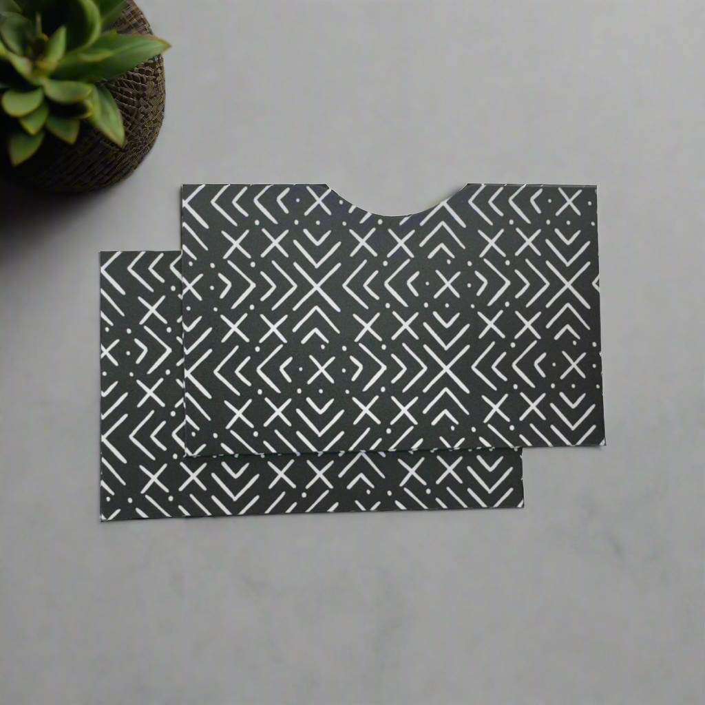 RFID Blocking Credit Card Sleeves (2 Pack)- Abstract Collection Black White Decor- Horizontal
