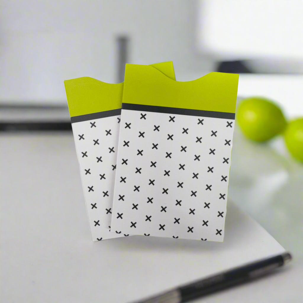 RFID Blocking Credit Card Sleeves (2 Pack)- Abstract Collection Lime Black- Vertical