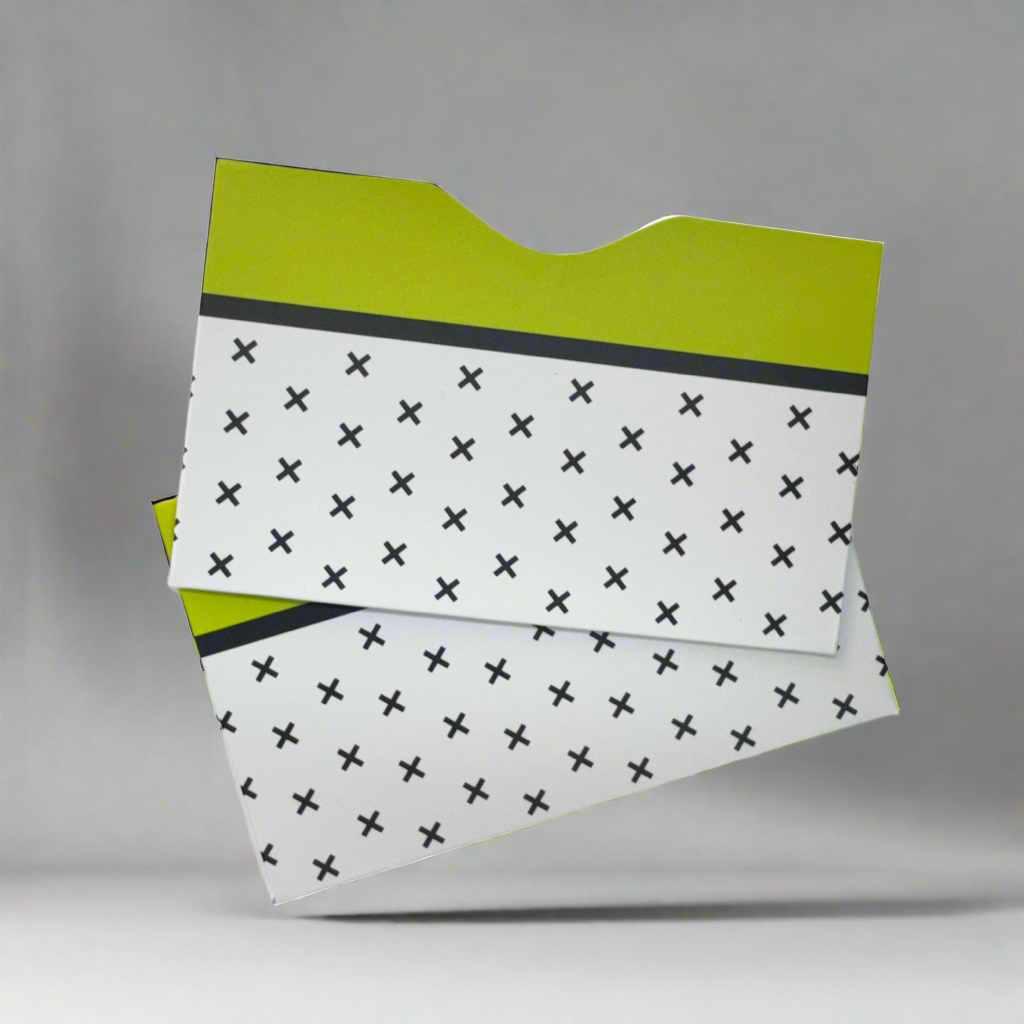 RFID Blocking Credit Card Sleeves (2 Pack)- Abstract Collection Lime Black- Horizontal