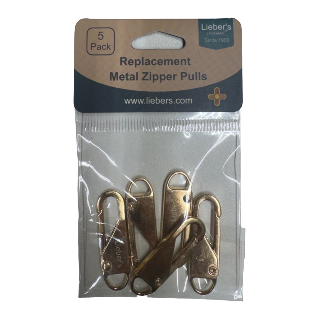 Lieber's Luggage® Set of 5 Metal Zipper Pulls Gold