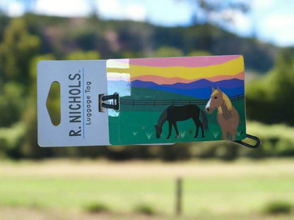 R. NICHOLS Placard Luggage Tag Horses