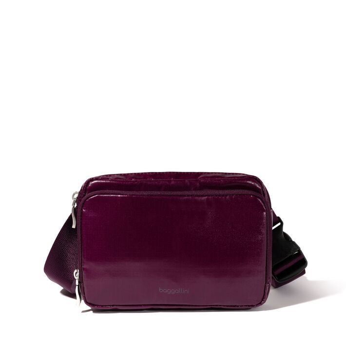 Baggallini Modern RFID Belt Bag Sling Mulberry Gloss Ripstop