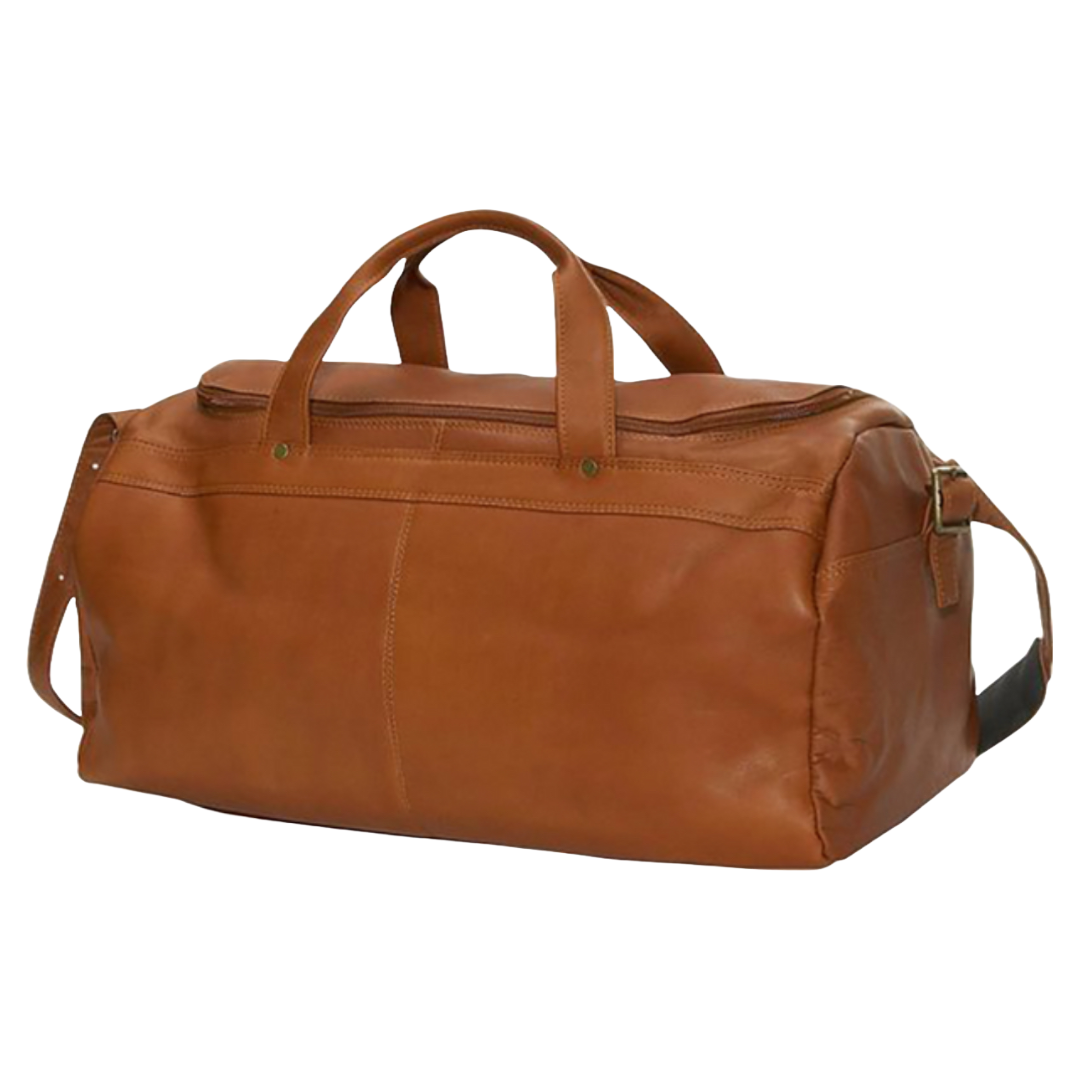 David King- 19” Simple Zippered Leather Duffel (SKU 300) Tan