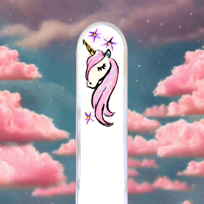 Czech Glass Nail File - Small- Hand Painted Unicorn