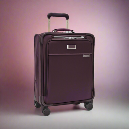 Briggs & Riley Baseline 21" Global Softside Carry-On Spinner with Suiter (Free Monogram)- BLU121CXSPW Plum
