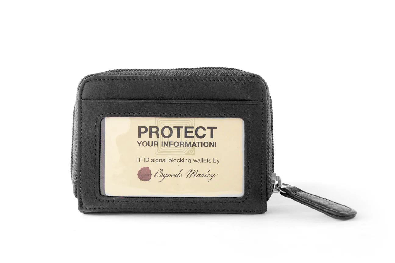 Osgoode Marley RFID Zippered Accordion Card File Wallet- 1248 Black
