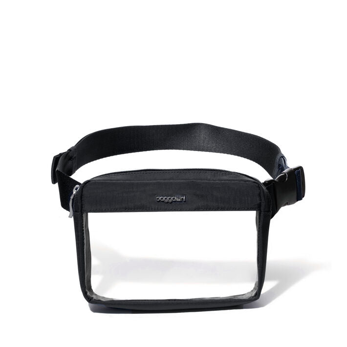 Baggallini Clear Stadium Belt Bag Sling Black