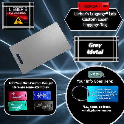 Lieber's Luggage® Lab - Customizable Laser Luggage Tag Grey Metal