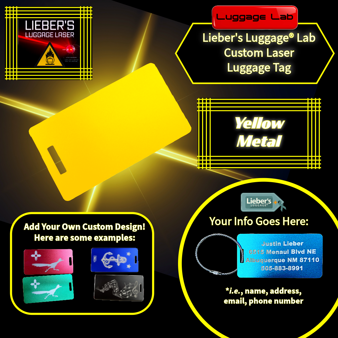 Lieber's Luggage® Lab - Customizable Laser Luggage Tag Yellow Metal