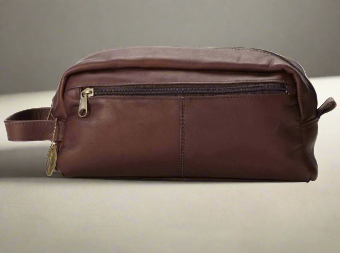 David King & Co. 418 Leather Small Double Toiletry/Shave Bag- $50