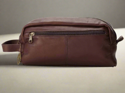 David King & Co. 418 Leather Small Double Toiletry/Shave Bag- $50 Cafe