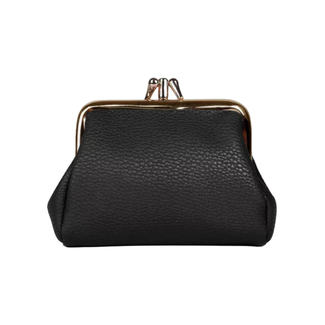 Julia Buxton Vegan RFID Pebble Pik-me-up® Triple Frame Coin Purse Wallet Black