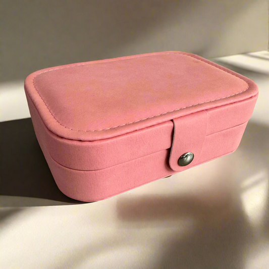 Faux Suede Jewelry Box with Mirror Rose