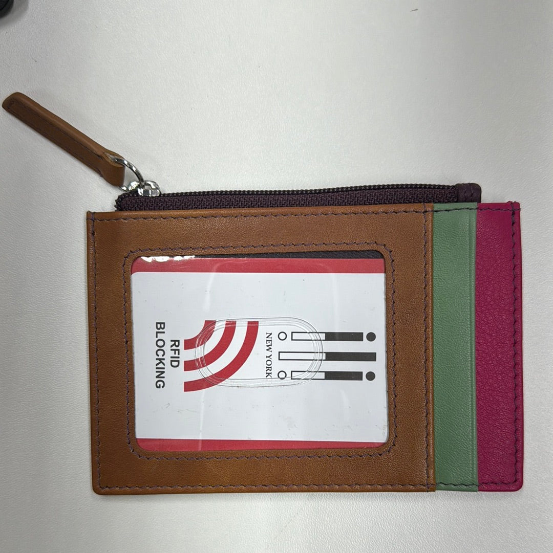 ili New York RFID Leather Zippered I.D. Card Case