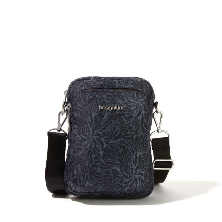 Baggallini Modern Everywhere Explorer RFID Crossbody Midnight Blossom Print