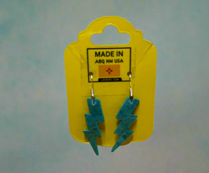 Luggage Lab- Earrings Handcrafted in ABQ NM Bolt- Turquoise