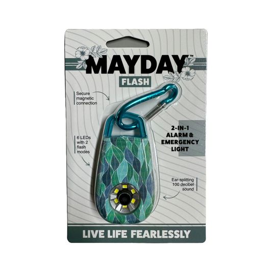 Mayday Ultra Flash 2-in-1 Alarm & Emergency Light With Carabiner Clip Aqua Leaves