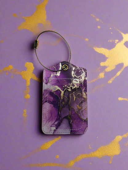 Luggage Tag - Marble Collection Purple & Gold