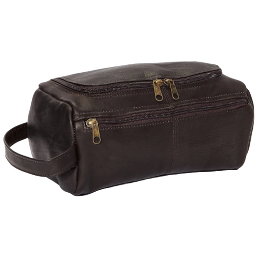 David King & Co. 417 Leather Wide Opening Toiletry/Shave Bag Tan