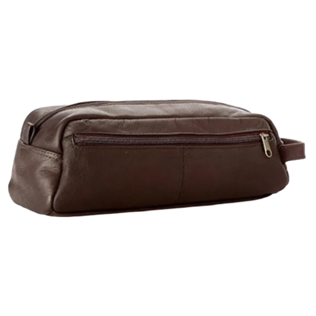 David King & Co. Large Leather Toiletry/Shave Bag Cafe