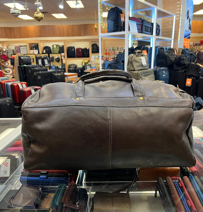 David King- 19” Simple Zippered Leather Duffel (SKU 300) Cafe