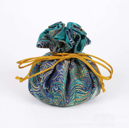 Cathayana Jewelry Pouch Peacock- Navy Gold