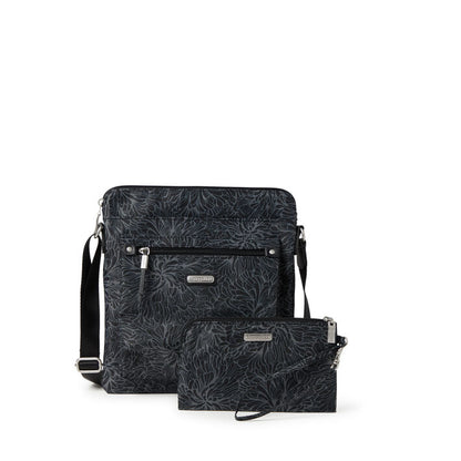 Baggallini Go Bagg With RFID Phone Wristlet Midnight Blossom Print