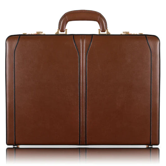 McKlein- LAWSON 3.5” Leather Attaché Briefcase Burgundy