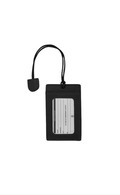 ili New York Slim Leather Luggage Tag Black