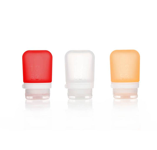Humangear 1.7 oz GoToob+ 3-Pack Silicone 3-1-1 Toiletry Bottles (SMALL) - Assorted Colors
