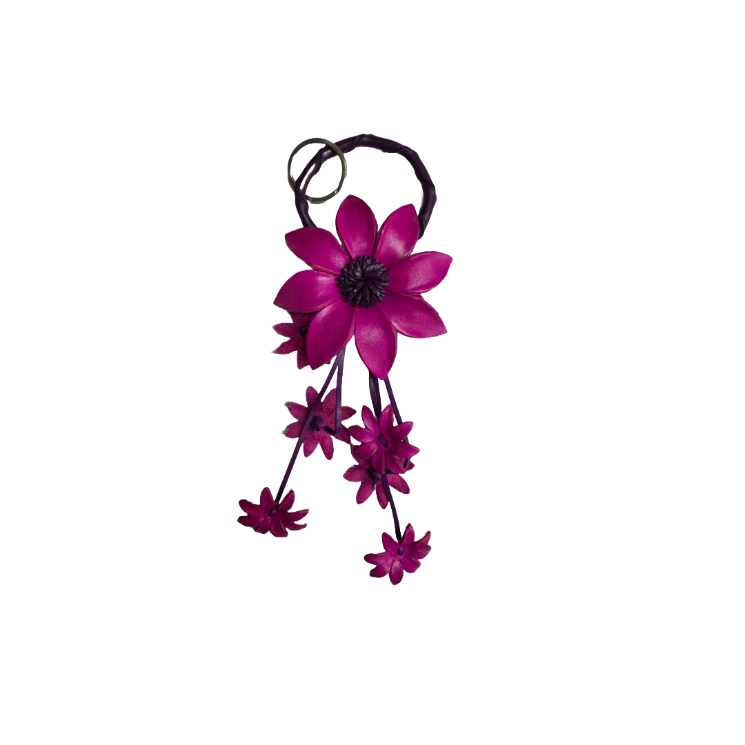 Leather Daisy Flower Bag Charm/Keychain