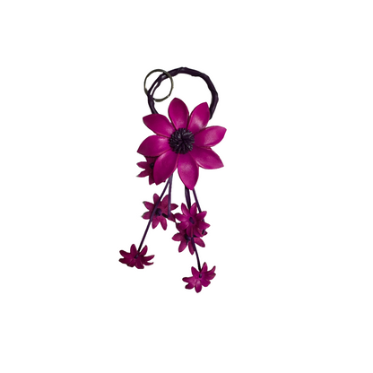 Leather Bag Charm/Keychain- Daisy Magenta