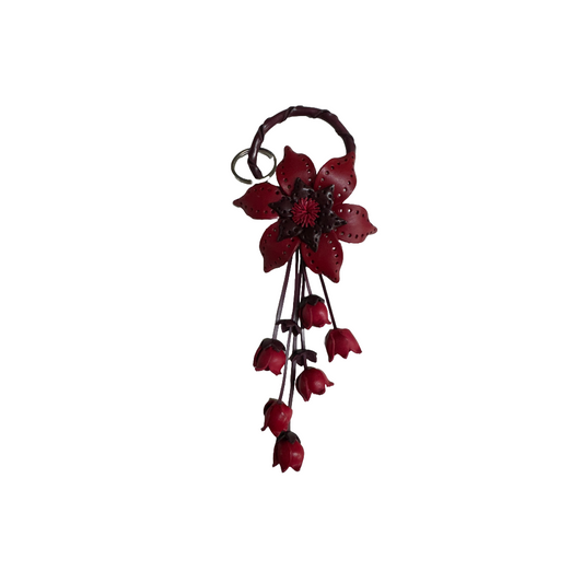Leather Bag Charm/Keychain- Petunia Red