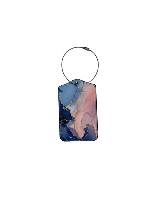 Etiqueta de equipaje - Mármol rosa, azul y morado