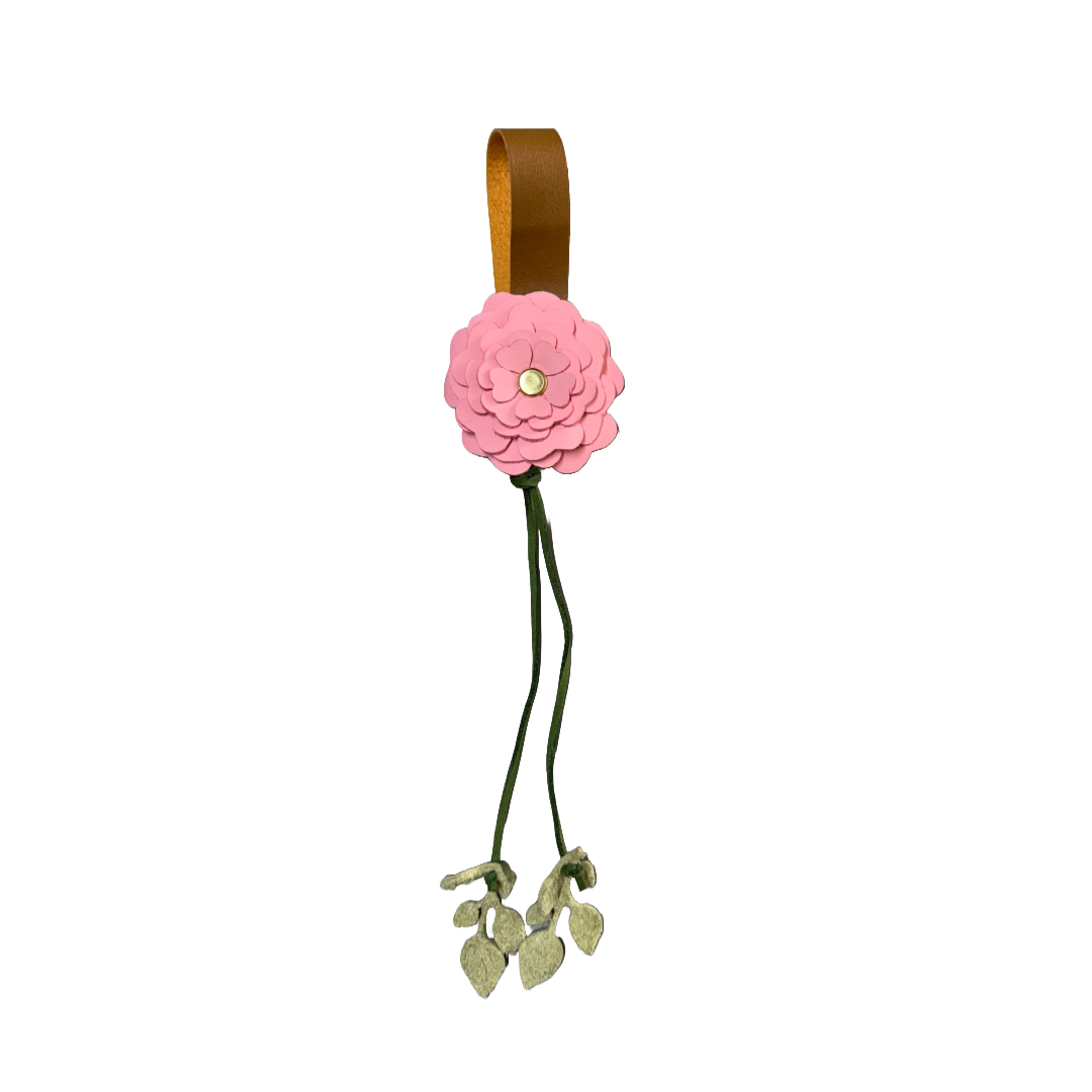 Lieber's Leather- Handmade Leather Bag Charms Springtime Pink