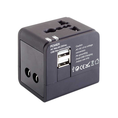 International Adapter Cube with Dual USB Chargers